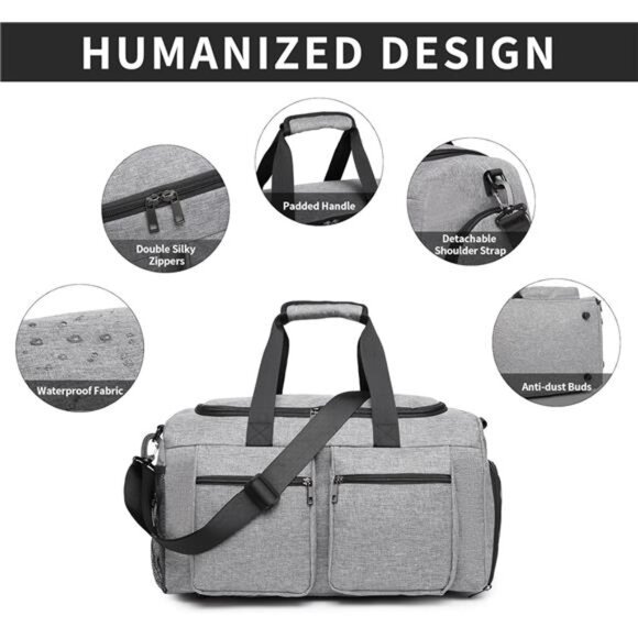 Travel Duffel Bag with Wet Pocket Grey - Picture 4 of 6